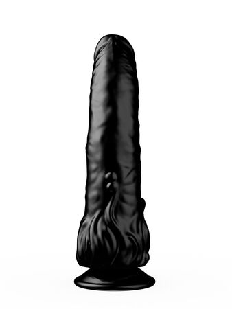 Чёрный фаллоимитатор с клиторальными лепестками - 18,5 см.